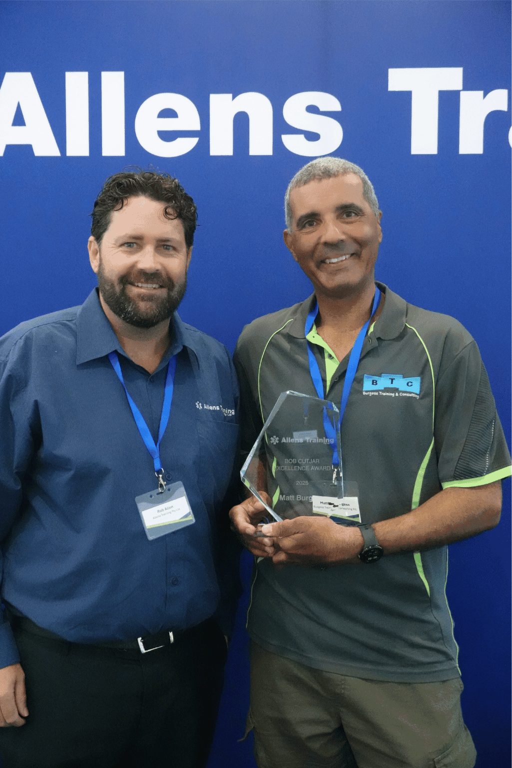 Award Recipient Matt Burgess with Rob Allen CEO
