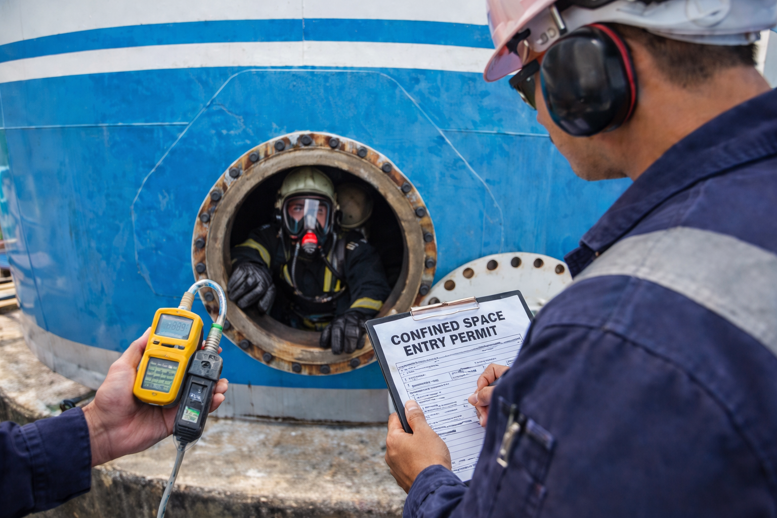 Gas testing in accordance with a permit